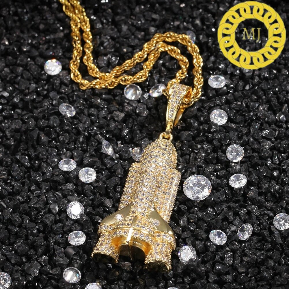 Moissanite diamond 3D Rocket Spacecraft Pendant Necklace, Silver 925,Icedout Rocket Pendant,Flawless VVS Moissanite jewelry,Rocket jewelry
