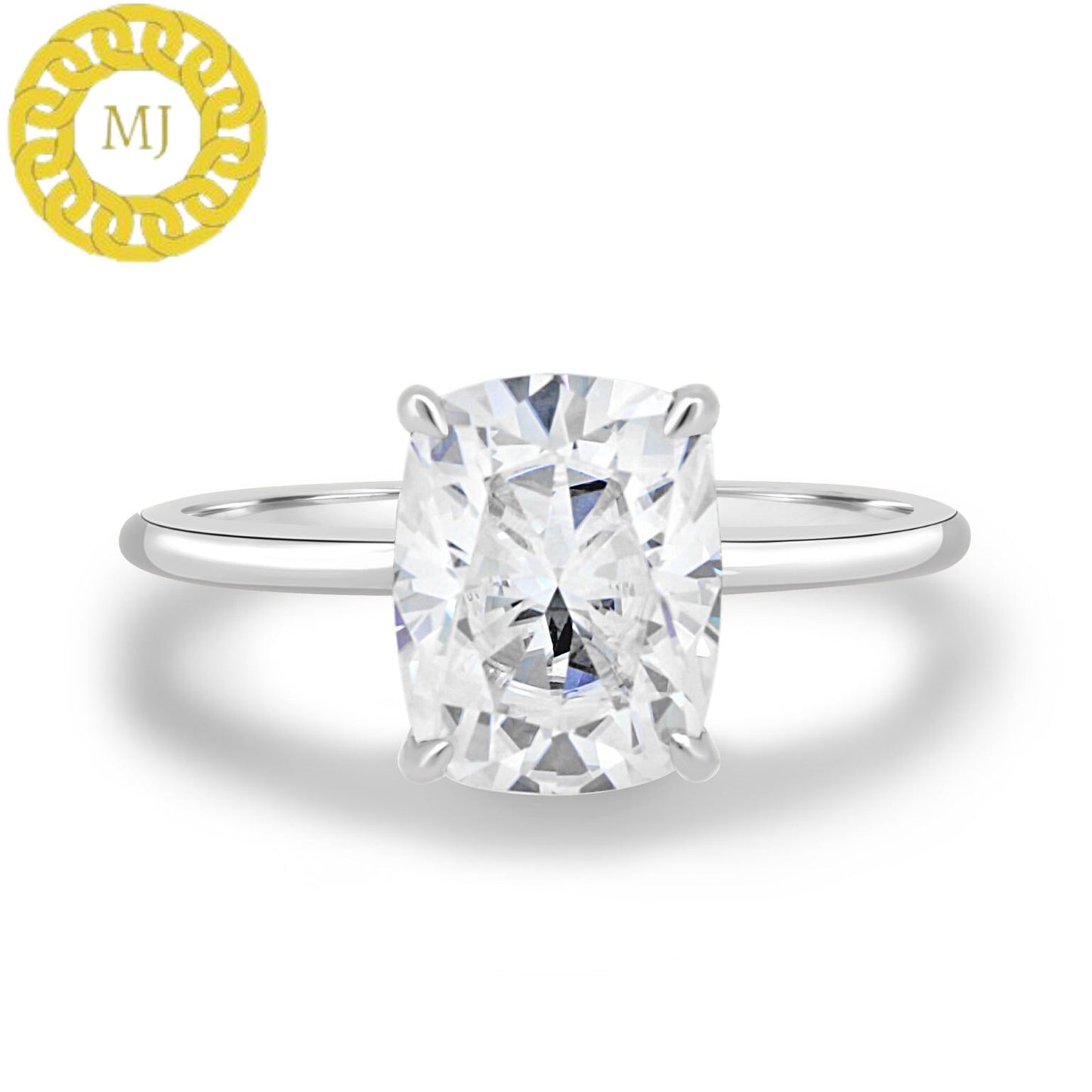 Cushion Cut Moissanite diamond Engagement Ring, Cushion Cut Ring, Sterling Silver & Gold Bridal Ring, Diamond Promise Ring, Anniversary Ring