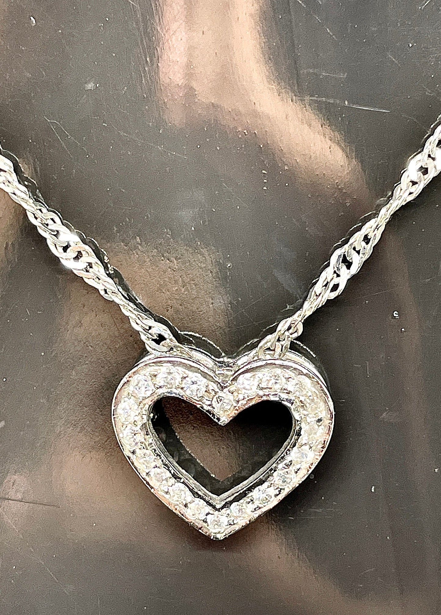 Moissanite Diamond Heart Necklace / Open Heart Necklace / Silver Heart Necklace / Handmade Necklace / 925 Silver Necklace/gifts for her