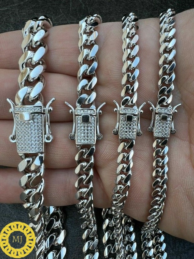 Cuban Curb Link Chain |Rapper Chain|925 Solid Sterling Silver| VVS1 Quality Moissanite | Passes Diamond Tester| Icedout Box Clasp | 5-10.5MM