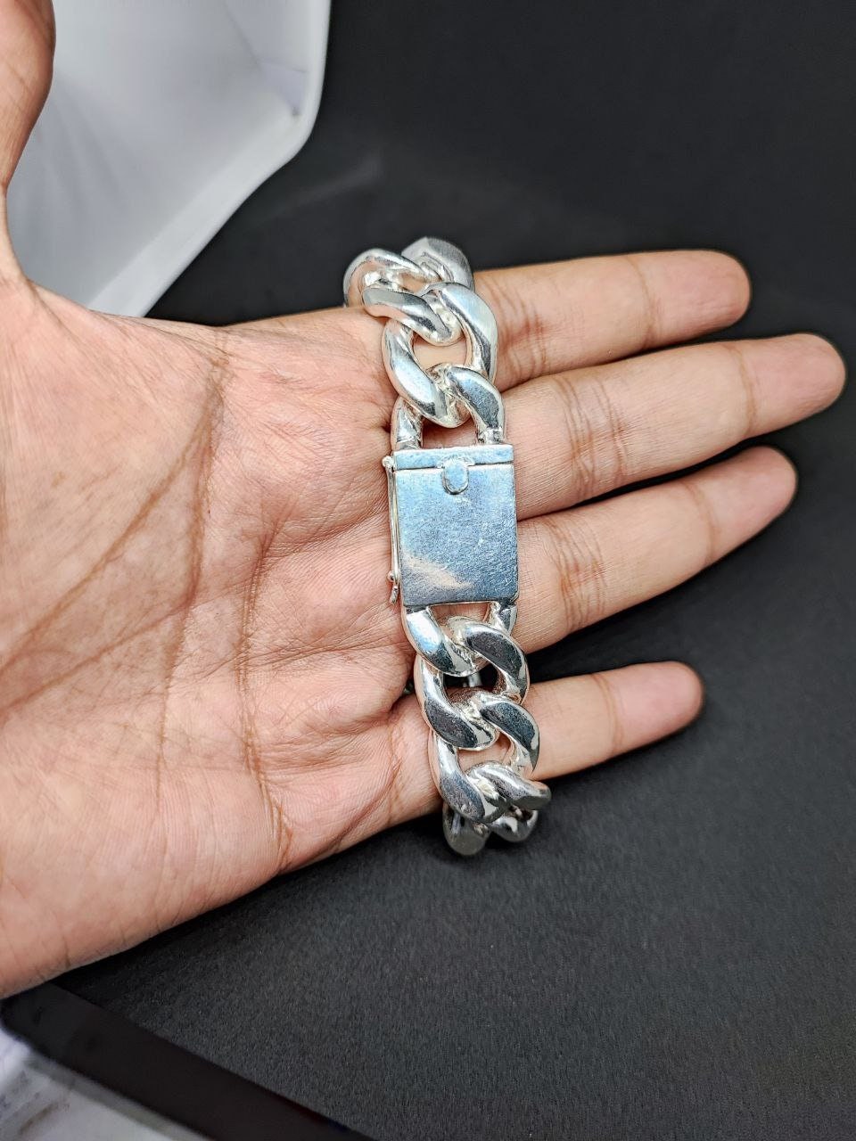 Sterling Silver 19 mm Cuban Link Bracelet, Cuban Chain, Heavy 925 Silver Men's Bracelet, Gift for him , Cuban bracelet men, men's bracelet