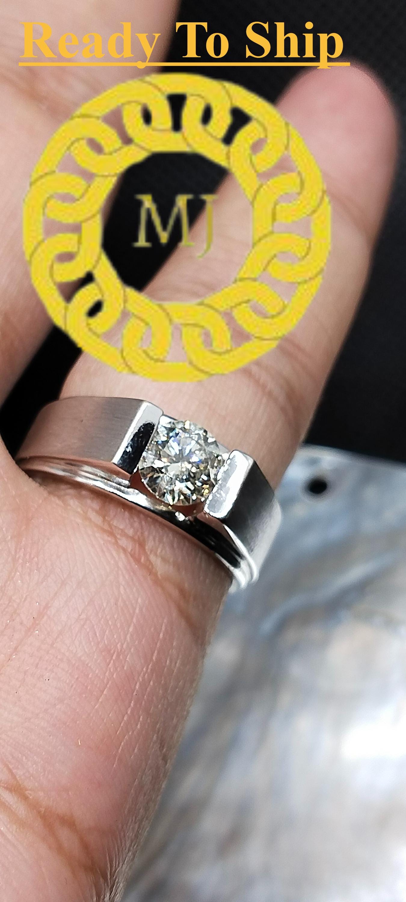 Natural Diamond Men's ring-Round Diamonds-18k Solid Gold-Solitaire diamond men Band-April birthstone ring-Engagement Ring-gents Diamond ring