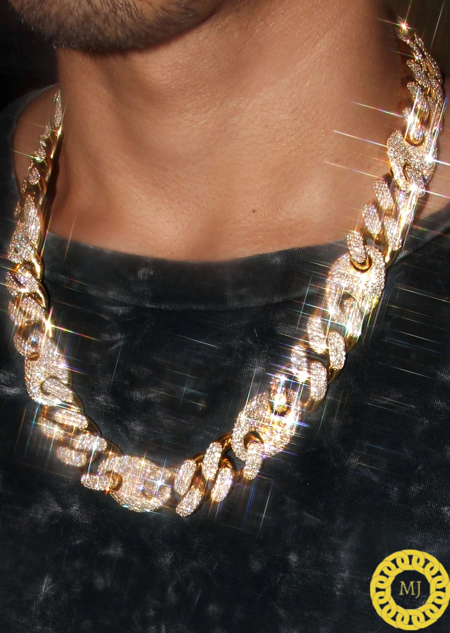 Men's Miami Puff Cuban Link Chain Necklace,18 mm Silver VVS1 Moissanite Cuban Chain,Icedout Chain,Bling Necklace,Diamond Choker,ICY Necklace