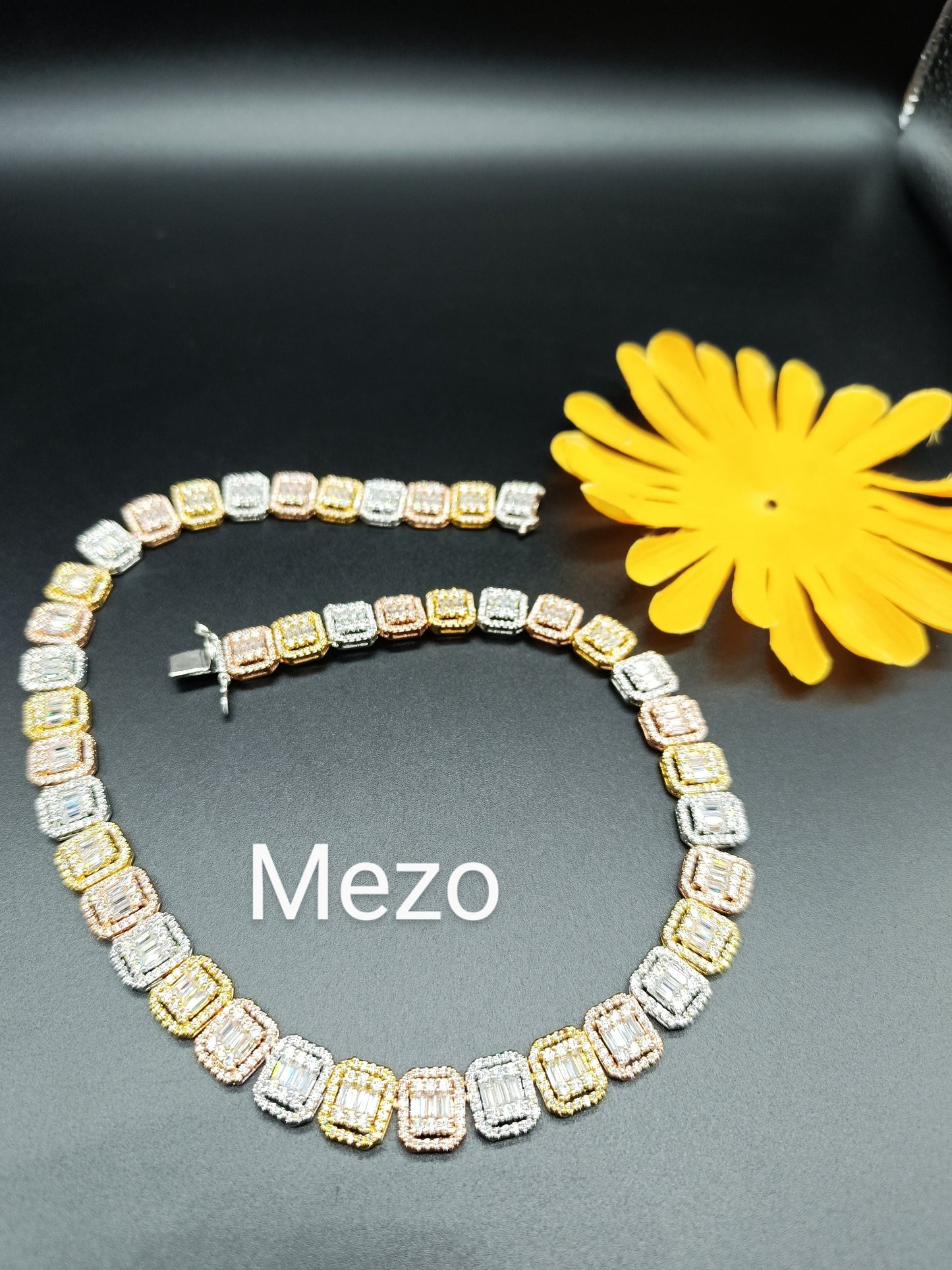 925 Silver Baguette Chain 12mm Men's Iced Diamond Necklace-Moissanite Necklace-Cool Rapper chain-three tone Necklace-Pass The Diamond Tester