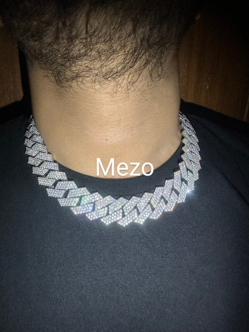 Heavy Solid 925 Sterling Silver Men VVS1 Moissanite Diamonds Studded Cuban Chain,three Row Icedout Rapper chains,26mm wide,Quality Box Clasp