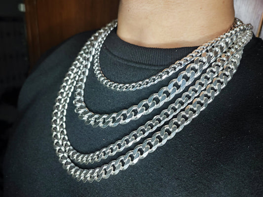 13-8mm Heavy Solid 925 Sterling Silver Men's Miami Cuban curb Chain Necklace Anti-Tarnish, wide 18"-28" Inch Hop with Fine quality Clasp