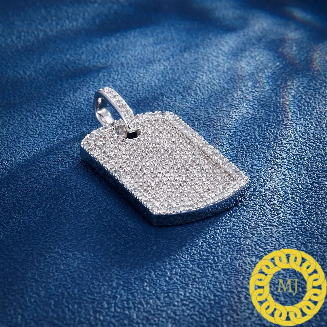 Solid 925 Silver Icedout MOISSANITE DOG Tag Pendant, customize diamond pendant, Idealist Fully iced out pendant, Rapper Pendants