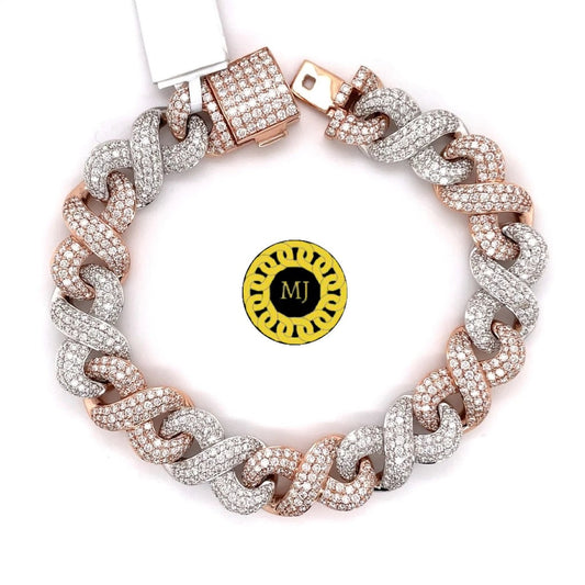 Ice VVS Clarity Moissanite Infinity Bracelet Rapper,Solid 14mm Bracelet, Iced out cuban link chain,icedout Diamond Bracelet, Hip hop jewelry