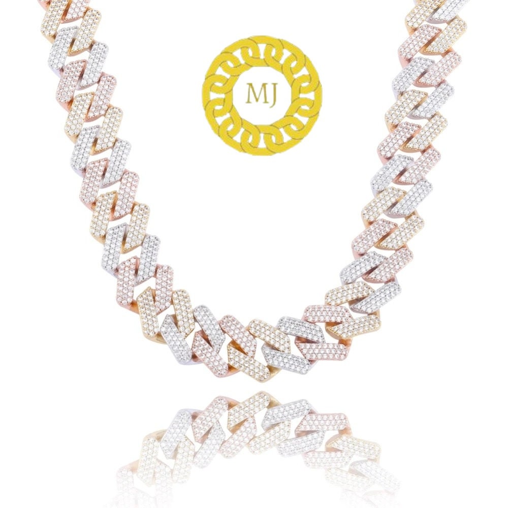 Heavy Solid 925 Sterling Silver Men's VVS1 Moissanite Diamonds Studded Cuban Chain,Icedout Rapper chains,20mm wide, Quality Box Clasp