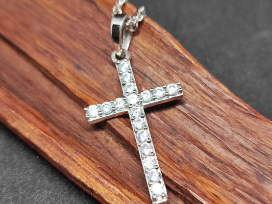 Men's or Women's MOISSANITE Solid 925 Sterling Silver Tennis Cross Pendants, Moissanite Cross,Super shining cross!! PASSES DIAMOND Tester!!!