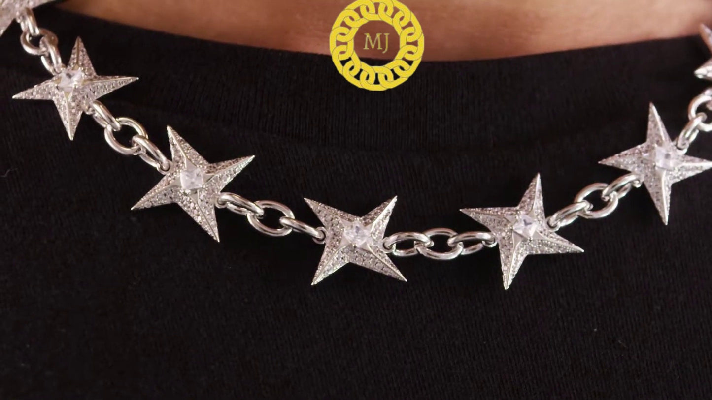 Heavy Solid 925 Sterling Silver 15MM Width Chain Fully Iced Out Genuine Moissanite Diamond/Unisex Chain/SHURIKEN CABLE CHAIN/Hip Hop Chain
