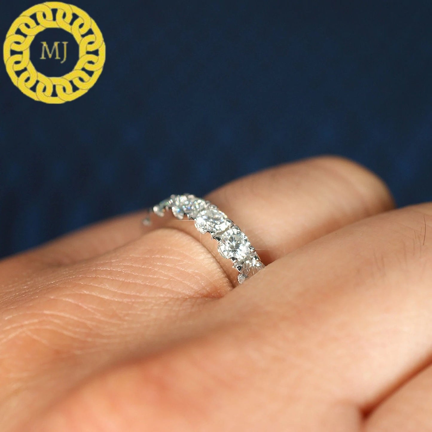 4 MM Round Cut Colourless Moissanite Eternity Band, Diamond infinity Band, Stackable Band, Bridal Ring Set, Gifts for Her and him
