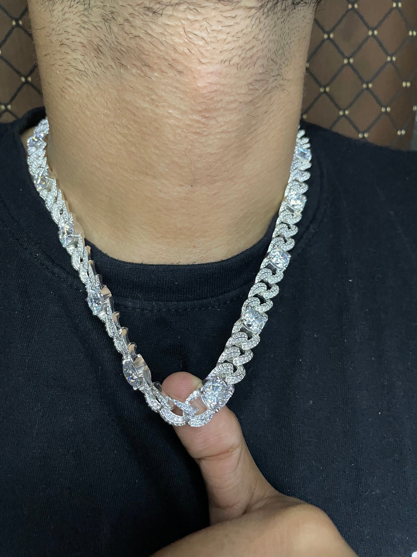 Heavy Solid 925 Sterling Silver Men's VVS1 Moissanite Diamonds Studded Cuban Chain,Icedout Rapper chains,10mm wide,Quality Clasp,Cushion