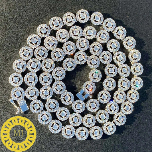 6mm VVS Moissanite Diamond halo Cluster Tennis Chain 925 Sterling Silver D Color Colourless VVS Clarity GRA Certificate Pass Diamond Tester