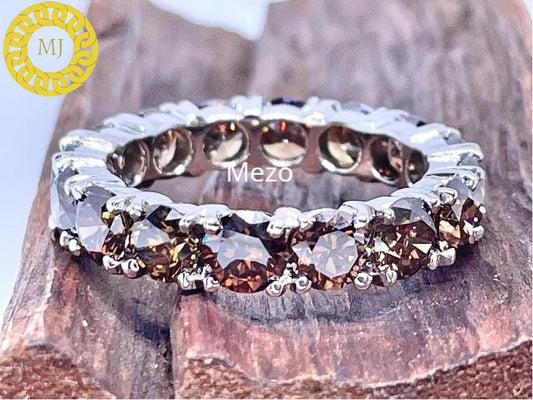 Shiny Chocolate Diamond Infinity Band-Round Diamonds-18k Gold-Black Diamond Eternity ring-April birthstone ring-Engagement Ring-Gift for her