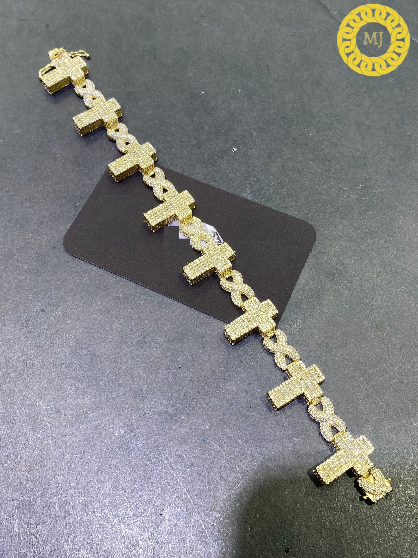 VVS1 Diamond Cross Bracelet | VVS1 Quality Baguette Moissanite Diamond | Pass Diamond Tester | Heavy Quality 925 Sterling Silver 6-8"