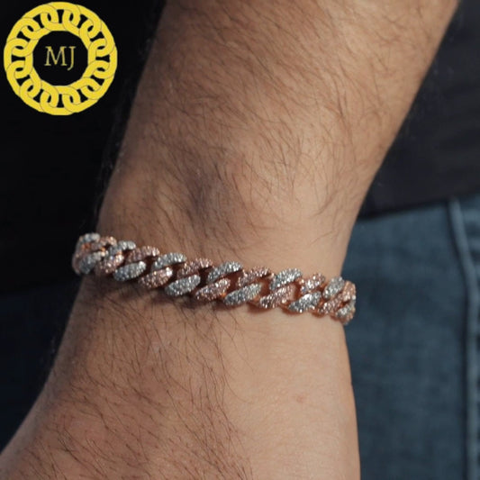 8.5mm Fully Iced Out Two Tone VVS Moissanite Diamond Miami Cuban Bracelet Custom Hip Hop Rapper 10mm Cuban Link Bracelet For Men & Women