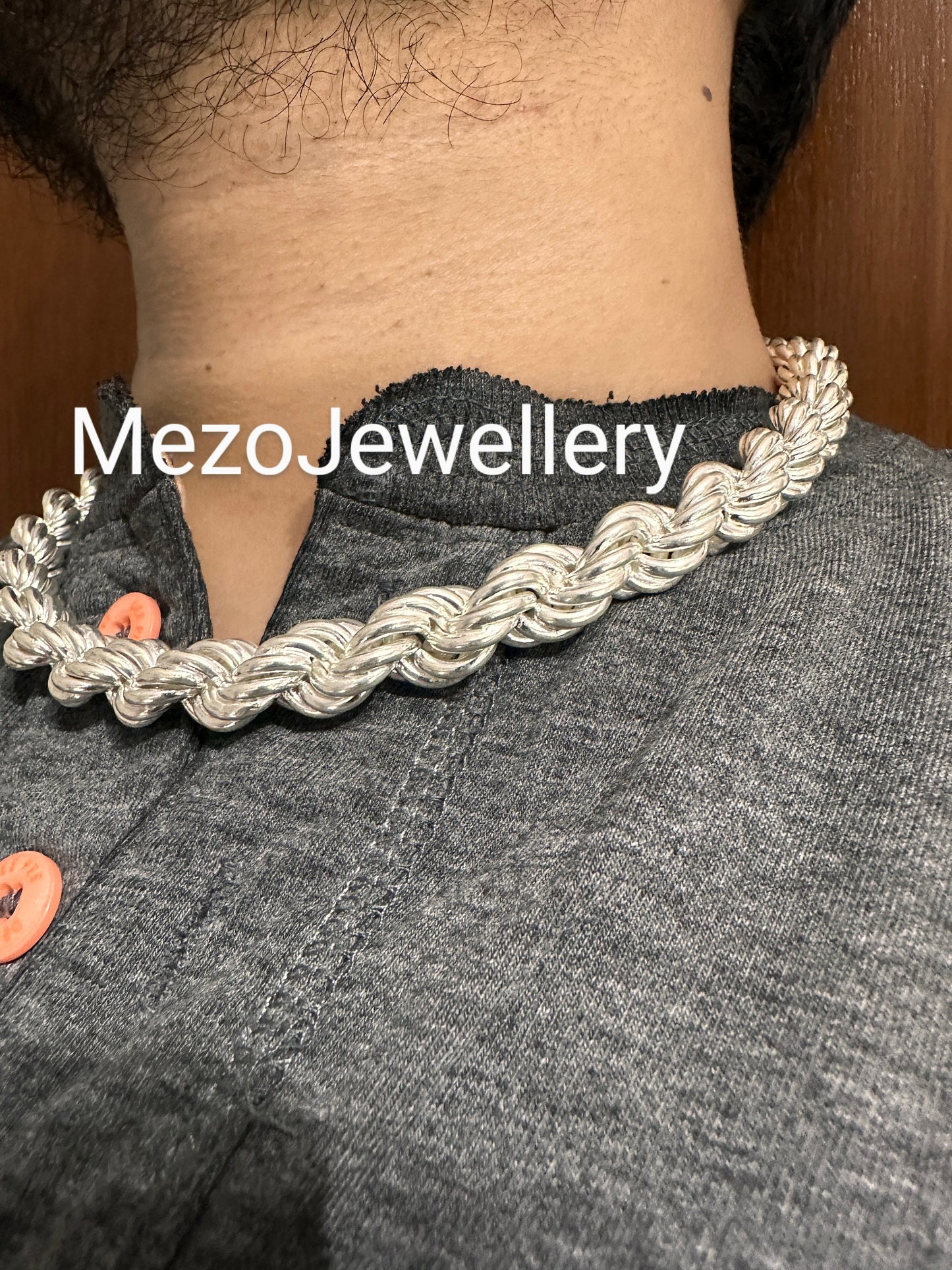 Heavy 925 Silver Twisted Rope Chain - Mens Silver Rope Chain Necklace - Mens Necklace - 16mm Silver Chain - Rapper Thick Chain Men's Jewelry