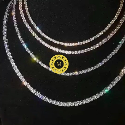 5mm VVS Moissanite Diamond Tennis Chain 40-75tcw 925 Sterling Silver D Color Colourless VVS Clarity GRA Certificate Pass Diamond Tester