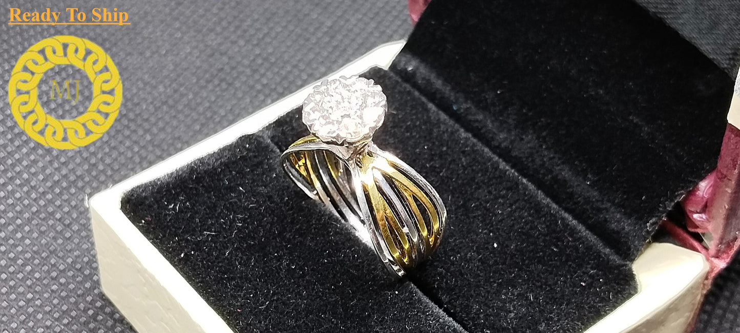 Round Pressure Setting Diamond Engagement Ring 18k Solid Gold Diamond Wedding Ring Vintage Ring Art Deco Diamond Ring Anniversary Gift
