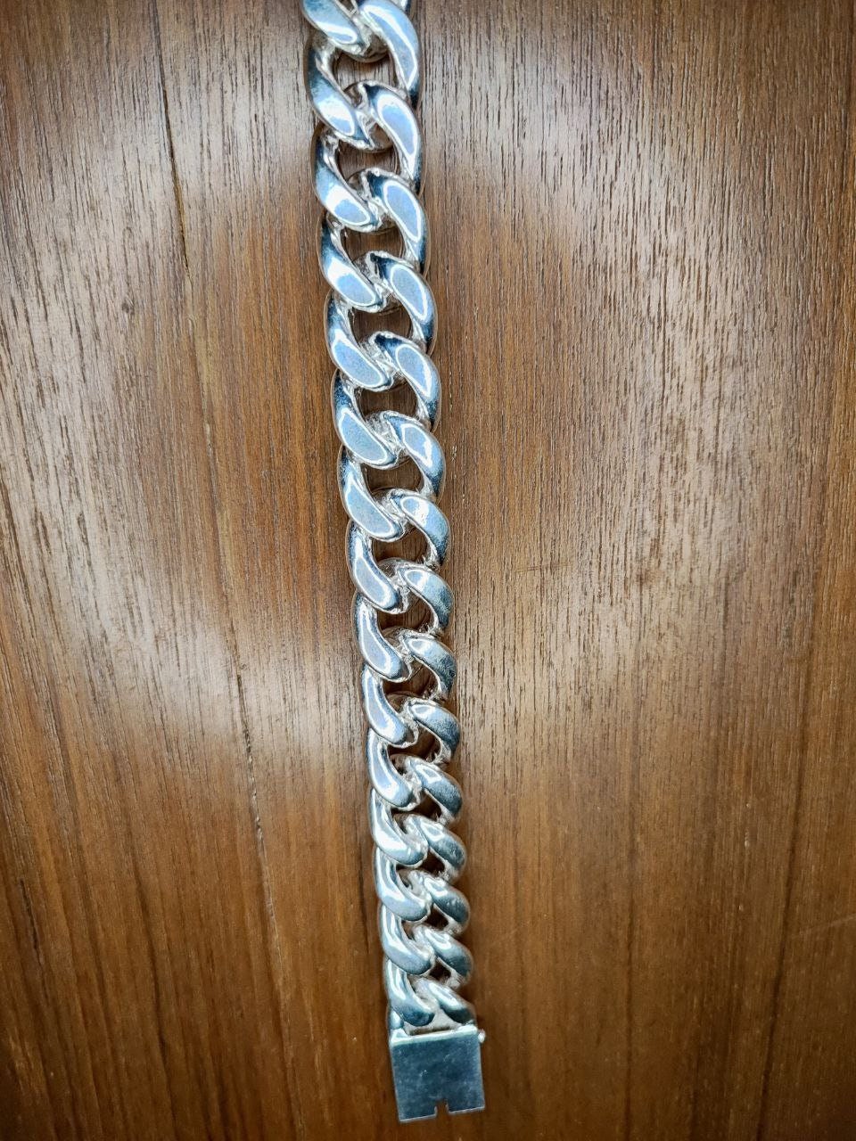 Sterling Silver 19 mm Cuban Link Bracelet, Cuban Chain, Heavy 925 Silver Men's Bracelet, Gift for him , Cuban bracelet men, men's bracelet