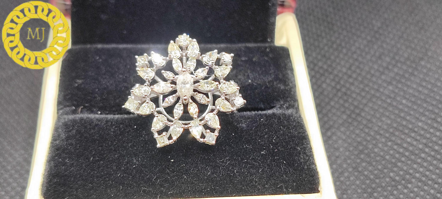 Pear, Marquise leaves, Princess cut Shape Diamond Ring,Cocktail Ring,18k Solid Gold,Natural Diamonds, Diamonds ring, Fancy cut,gift for her