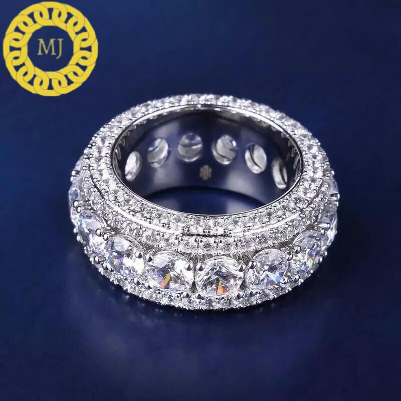 Unique men's Moissanite Eternity band | Unusual men's band in Sterling Silver | 10mm Infinity band for men | Gifts for him| Hiphop band