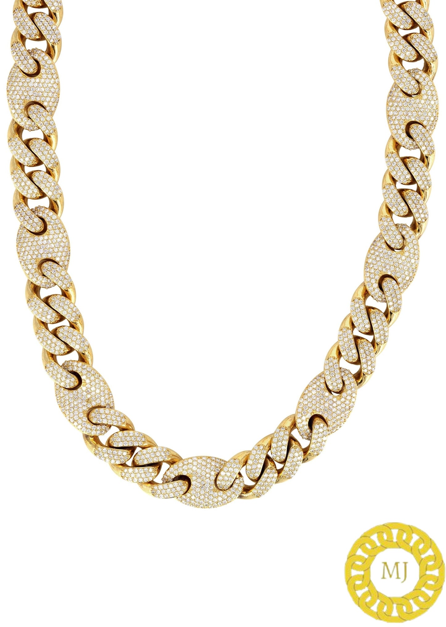 Men's Miami Puff Cuban Link Chain Necklace,18 mm Silver VVS1 Moissanite Cuban Chain,Icedout Chain,Bling Necklace,Diamond Choker,ICY Necklace