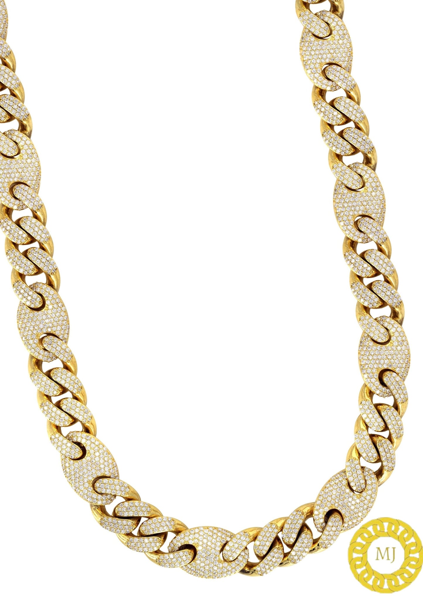 Men's Miami Puff Cuban Link Chain Necklace,18 mm Silver VVS1 Moissanite Cuban Chain,Icedout Chain,Bling Necklace,Diamond Choker,ICY Necklace