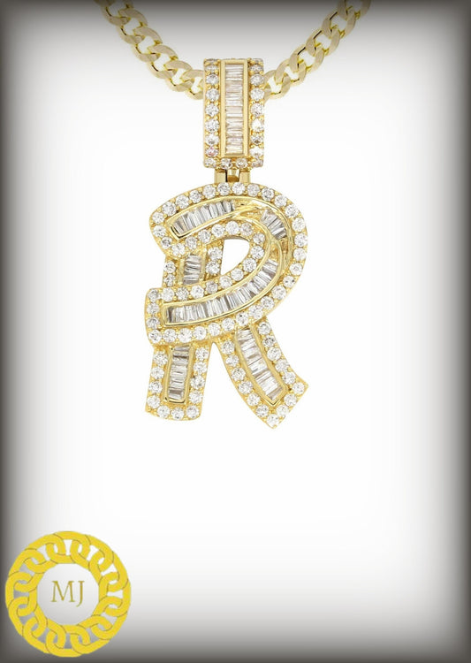 Custom Initial Alphabet Pendant | 925 Sterling Silver Gold Plated | VVS1 Moissanite pass diamond tester | flaying charm HipHop Pendant