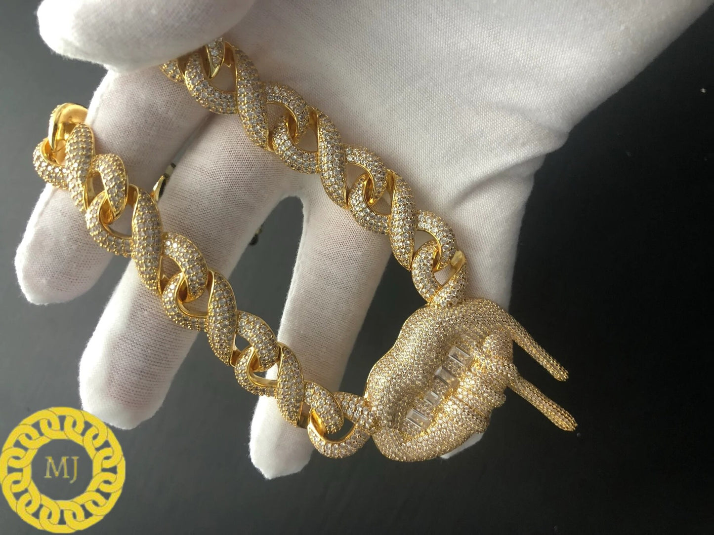 Heavy Solid 925 Sterling Silver VVS1 Moissanite Diamonds Studded lips infinity Chain,Icedout Rapper chains,16mm wide, Quality Box Clasp