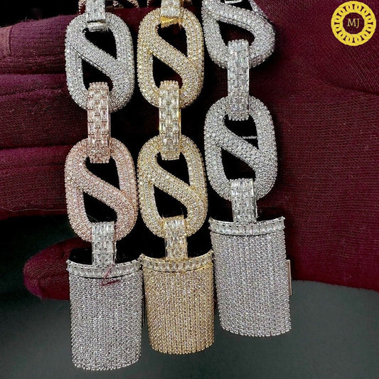 Heavy Solid 925 Sterling Silver | VVS1 Moissanite Diamonds Studded |Curb Bracelet-20mmwide 6-9 Inch" | 18k Gold plated Iced Out Bracelet