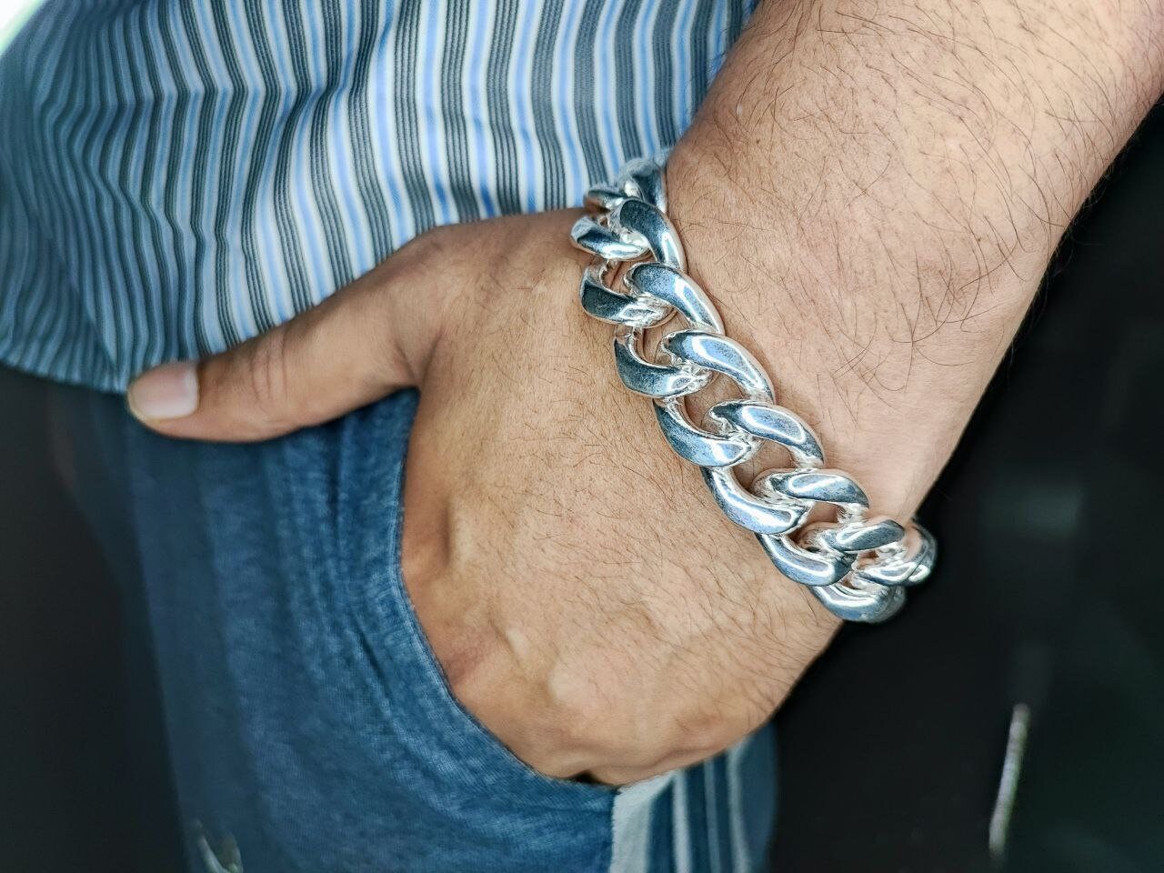 Sterling Silver 19 mm Cuban Link Bracelet, Cuban Chain, Heavy 925 Silver Men's Bracelet, Gift for him , Cuban bracelet men, men's bracelet