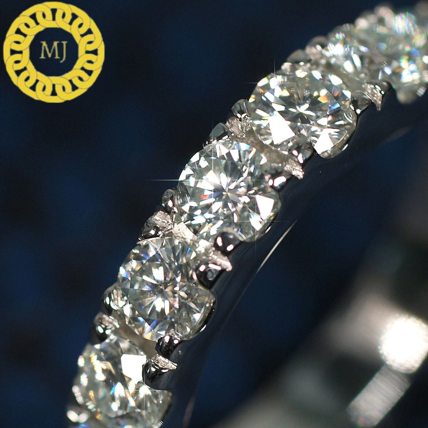 4 MM Round Cut Colourless Moissanite Eternity Band, Diamond infinity Band, Stackable Band, Bridal Ring Set, Gifts for Her and him