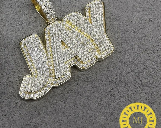Custom Jay Letters Pendant Icy Nameplate Necklace