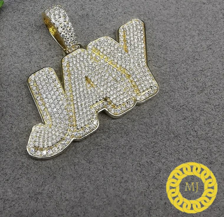 Custom Jay Letters Pendant Icy Nameplate Necklace