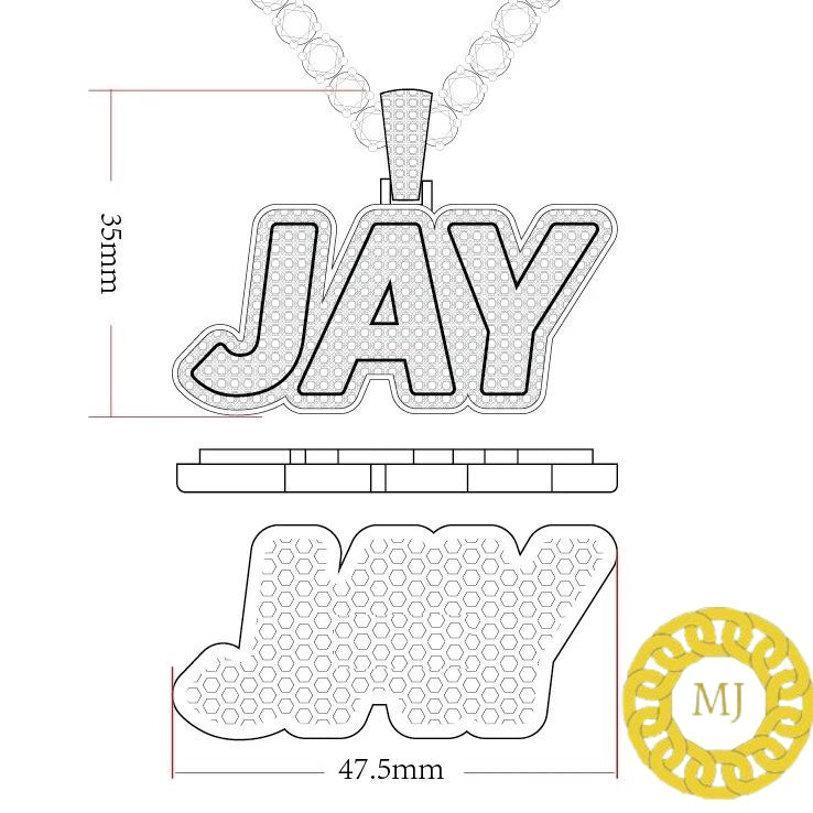 Custom Jay Letters Pendant Icy Nameplate Necklace