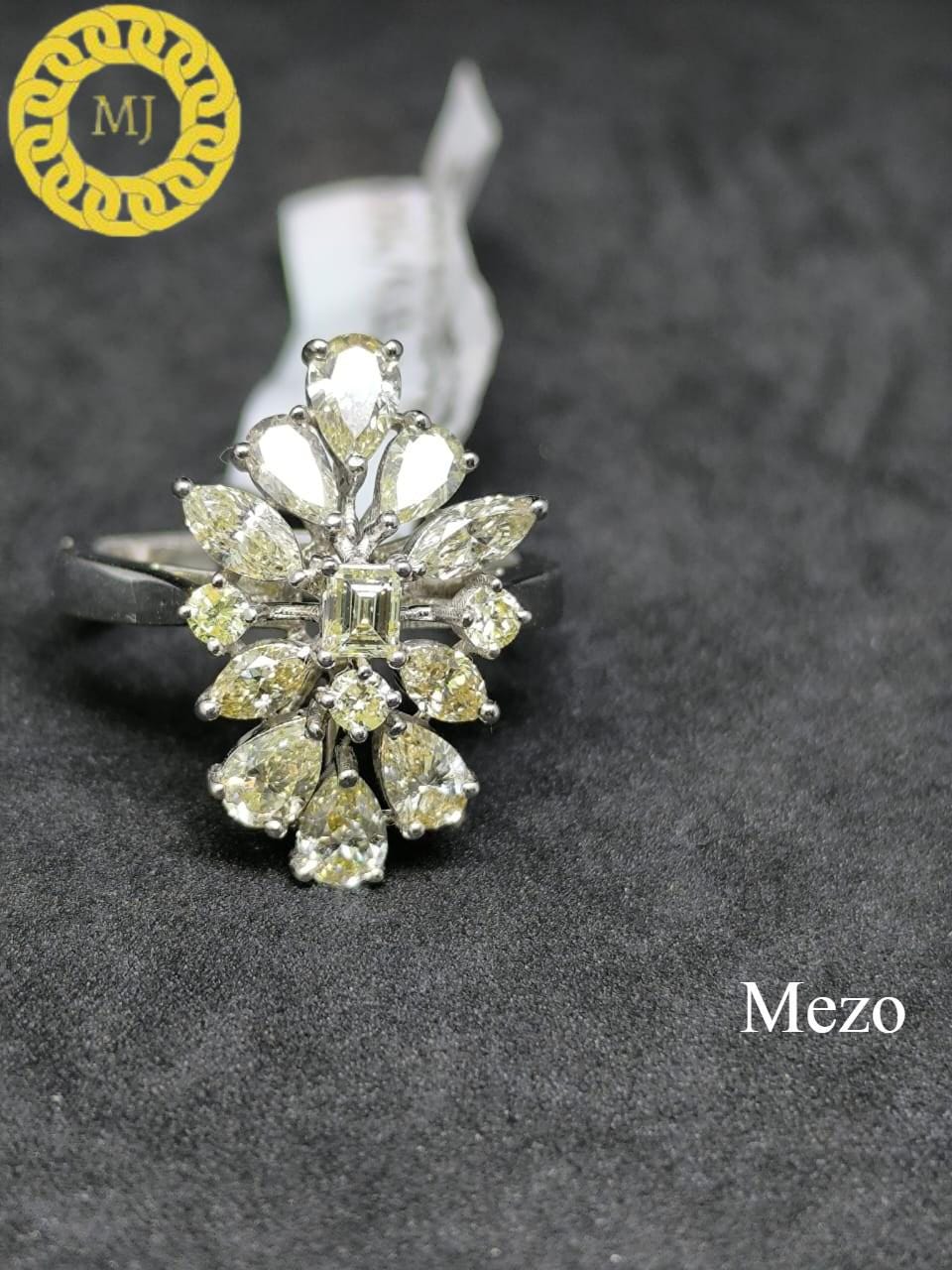Pear, Marquise leaves, Emerald cut, round Shape Diamond Ring,Cocktail  Ring, 18k Solid Gold,Natural Diamonds,Lemon Diamonds ring, Fancy cut