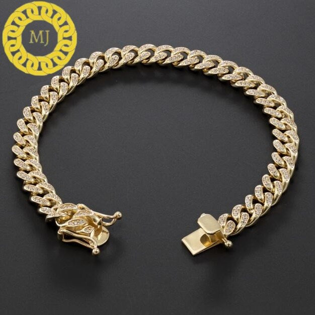 VVS1 Moissanite Diamond Cuban Link Bracelet Real 925 Silver Icedout Hip Hop Men's Cuban Bracelet 8 MM ,Icy Bracelet,Best Gift For Him