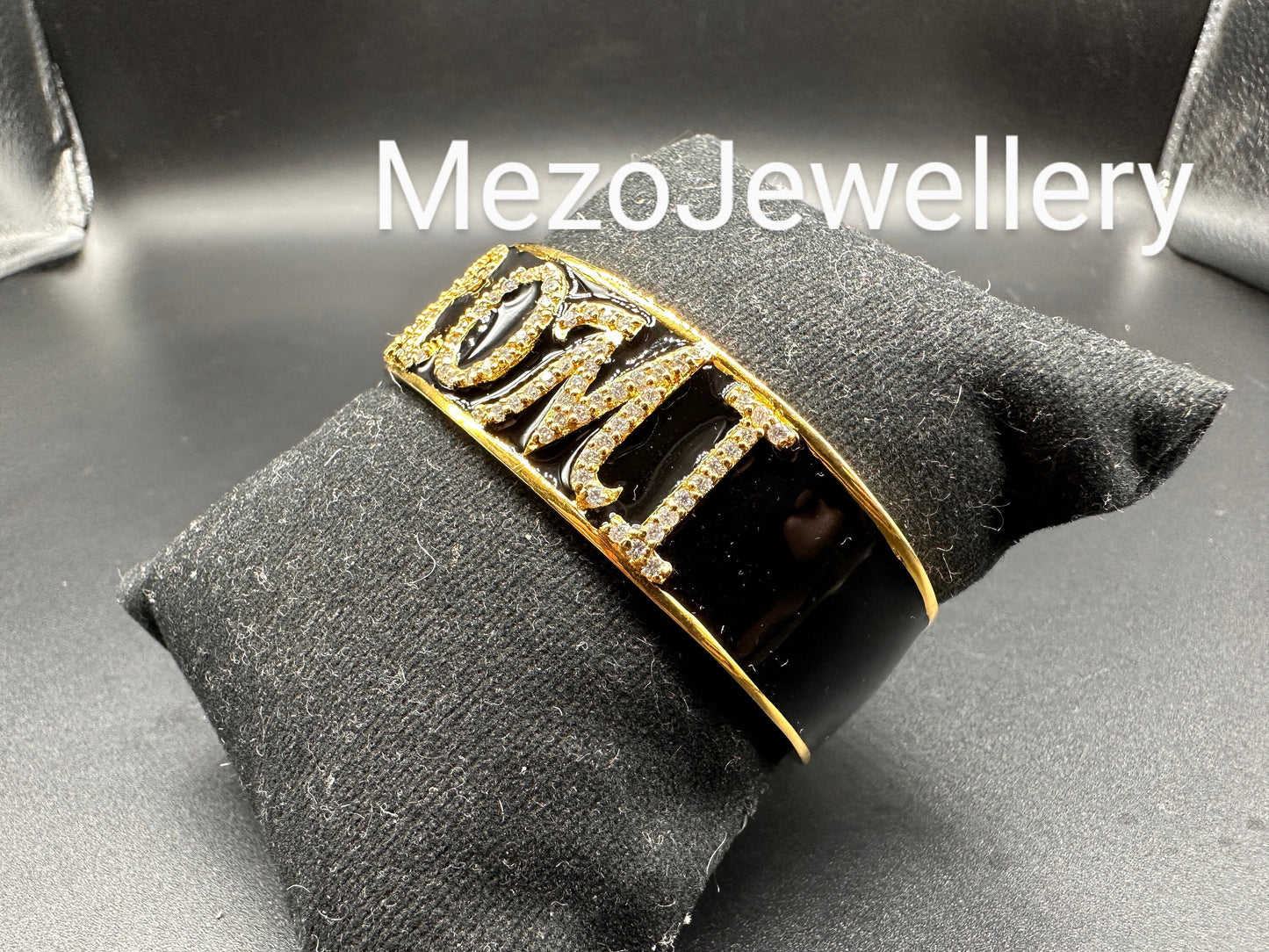 18ct Gold Custom Initial Bracelet, 925 Silver Personalised Enamel Handmade With Names,20mm,Heavy Bangle, Birthday Birthday, Valentines gift
