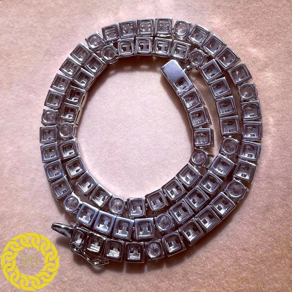 6mm VVS Moissanite Diamond Unique Tennis Chain 925 Sterling Silver D Color Colourless VVS Clarity GRA Certificate Pass Diamond Tester