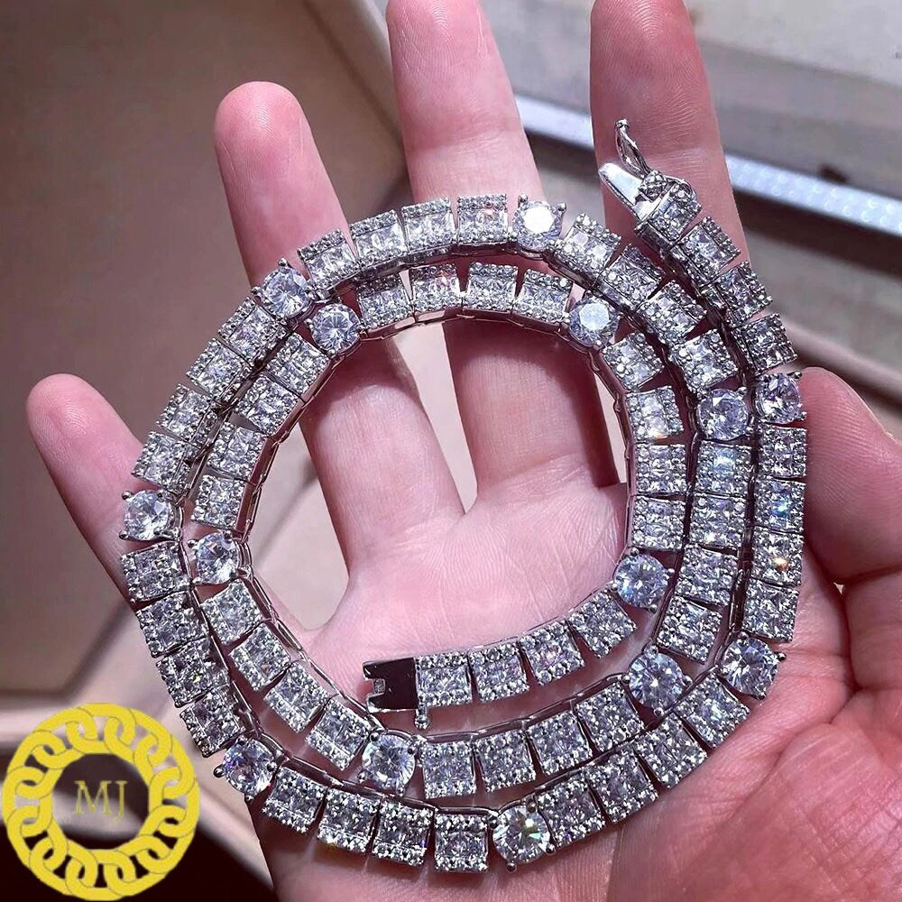 6mm VVS Moissanite Diamond Unique Tennis Chain 925 Sterling Silver D Color Colourless VVS Clarity GRA Certificate Pass Diamond Tester