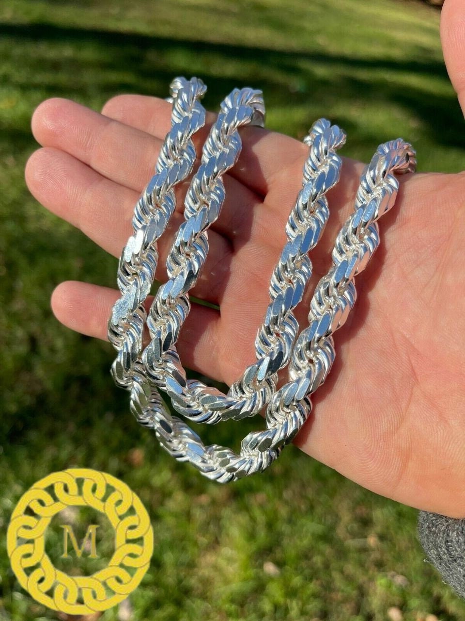 Men's 11 MM Real Solid 925 Sterling Silver Diamond Cut HEAVY SOLID Rope Chains 18" - 30", Rope Chain