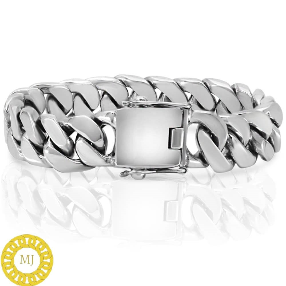 Sterling Silver 15 mm Cuban Link Bracelet, Cuban Chain, Heavy 925 Silver Men's Bracelet, Gift for him , Cuban bracelet men, men's bracelet