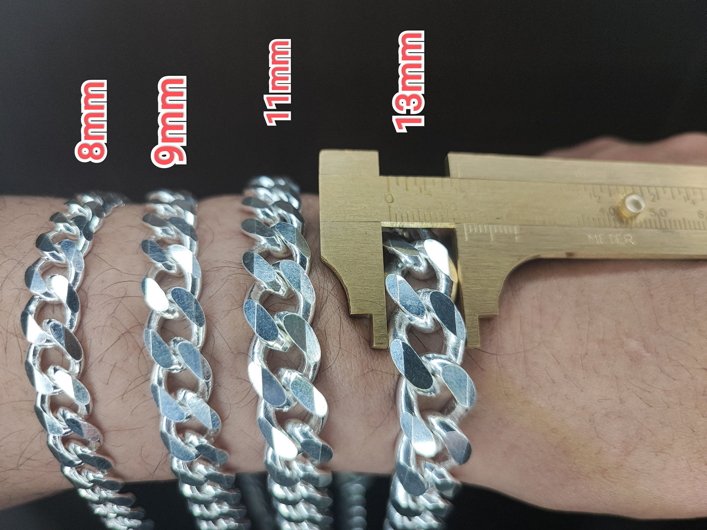 Cuban Bracelet ,Men's Women's Real Solid 925 Sterling Silver Miami Cuban Box Lock Bracelets 8mm - 13mm, 6" to 9", Heavy Tight Link