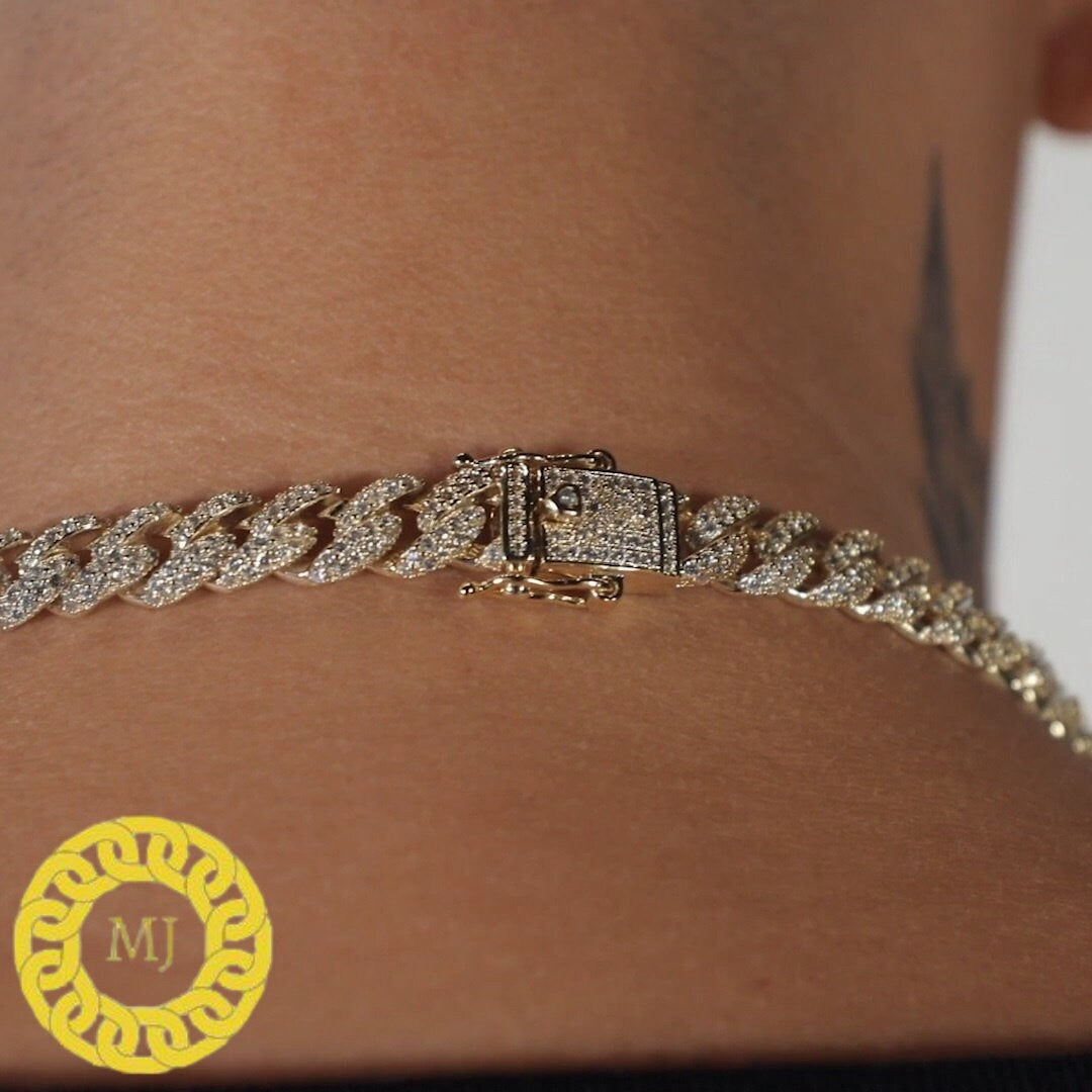 8mm VVS Moissanite Diamond Prong Link Chain 925 Sterling Silver Cuban Link Necklace GRA Certificate VVS Clarity D Color Pass Diamond Tester