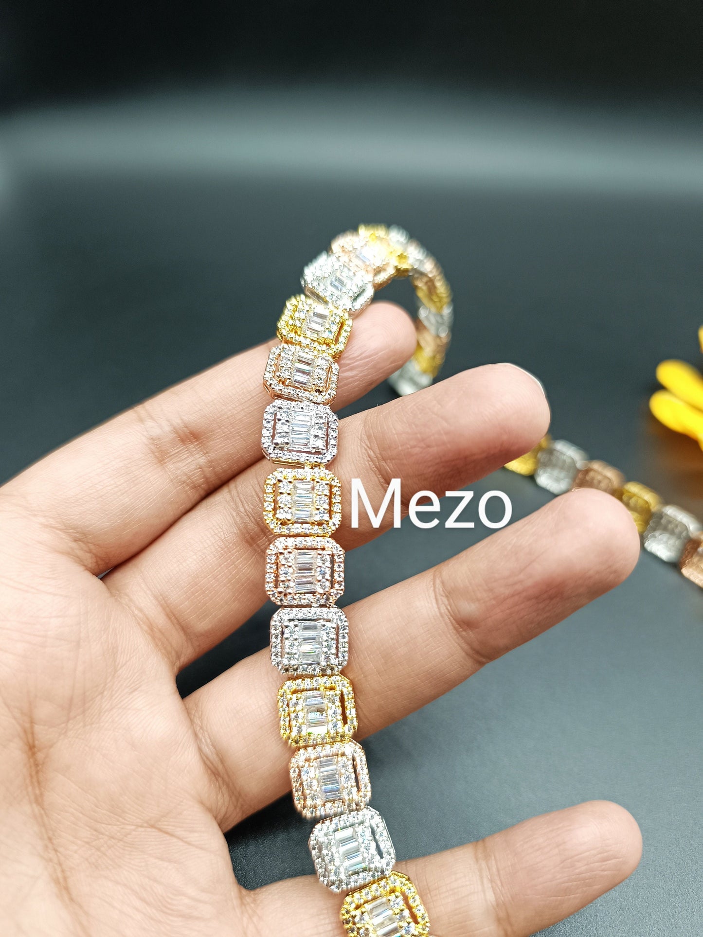 925 Silver Baguette Chain 12mm Men's Iced Diamond Necklace-Moissanite Necklace-Cool Rapper chain-three tone Necklace-Pass The Diamond Tester