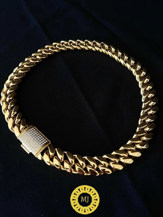 Solid 925 Sterling Silver Chain Men's Heavy 18mm Miami Cuban Link Chain Necklace, Ice Out Lock Hip Hop VVS quality stone, Box Clasp