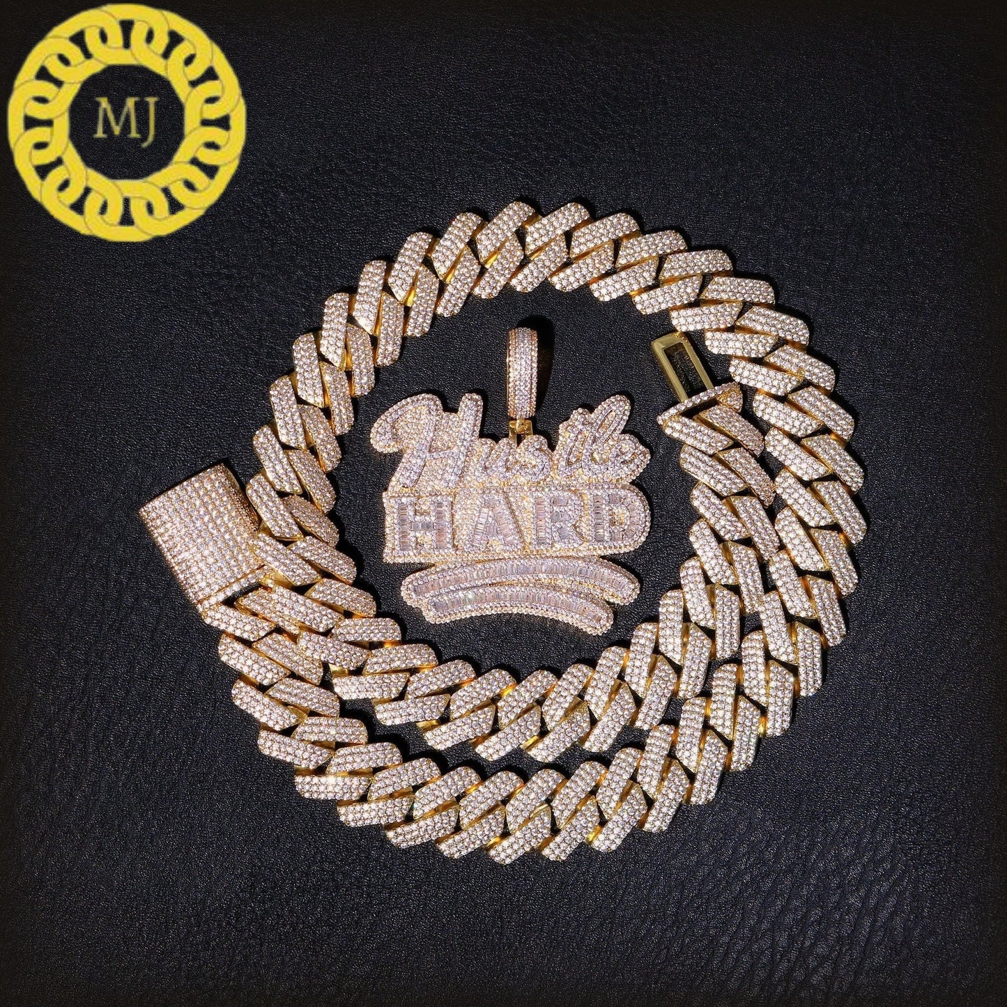 Baguette big hustle hard pendent NEW Hustle Hard Popular Name Pendant ,Iced Out Hip Hop Jewelry,Rap, Rapper, Diamond Covered Free Rope Chain