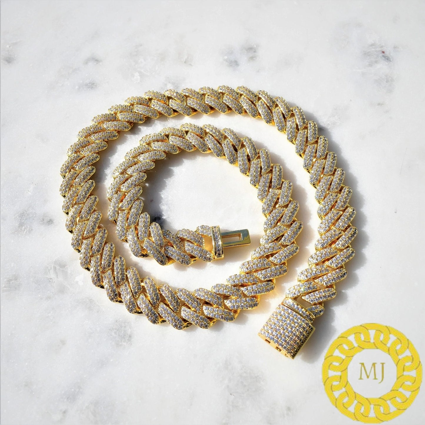 Moissanite Iced Out Prong Miami Cuban Curb Chain,14 mm Miami Curb Necklace,925 Silver Iced Out Miami Curb Chain, Diamond Moissanite Chain